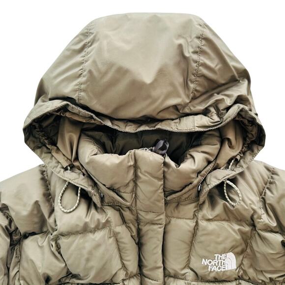 North Face Ladies Green Midi 600 Fill Goose Down Puff Jacket Size Medium Winter - Picture 2 of 12